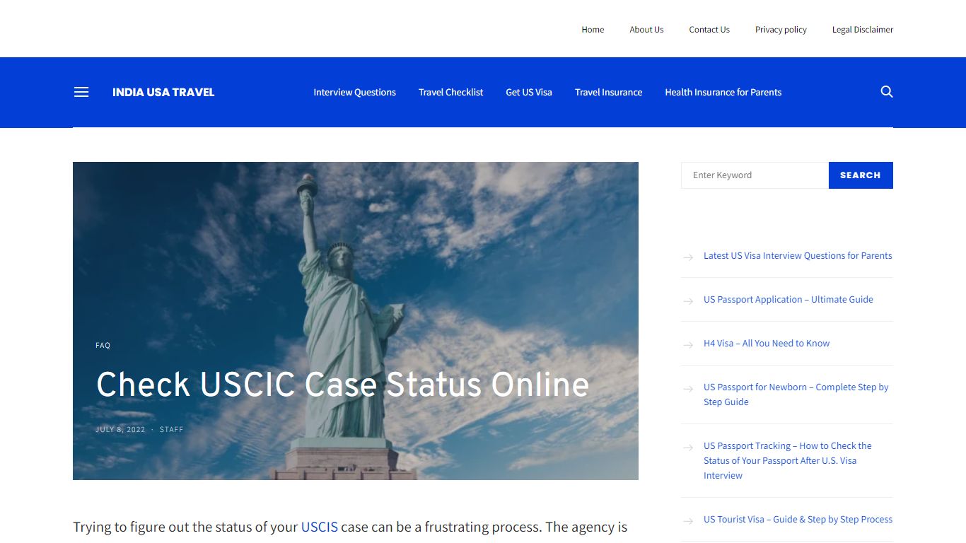 Check USCIC Case Status Online - India USA Travel